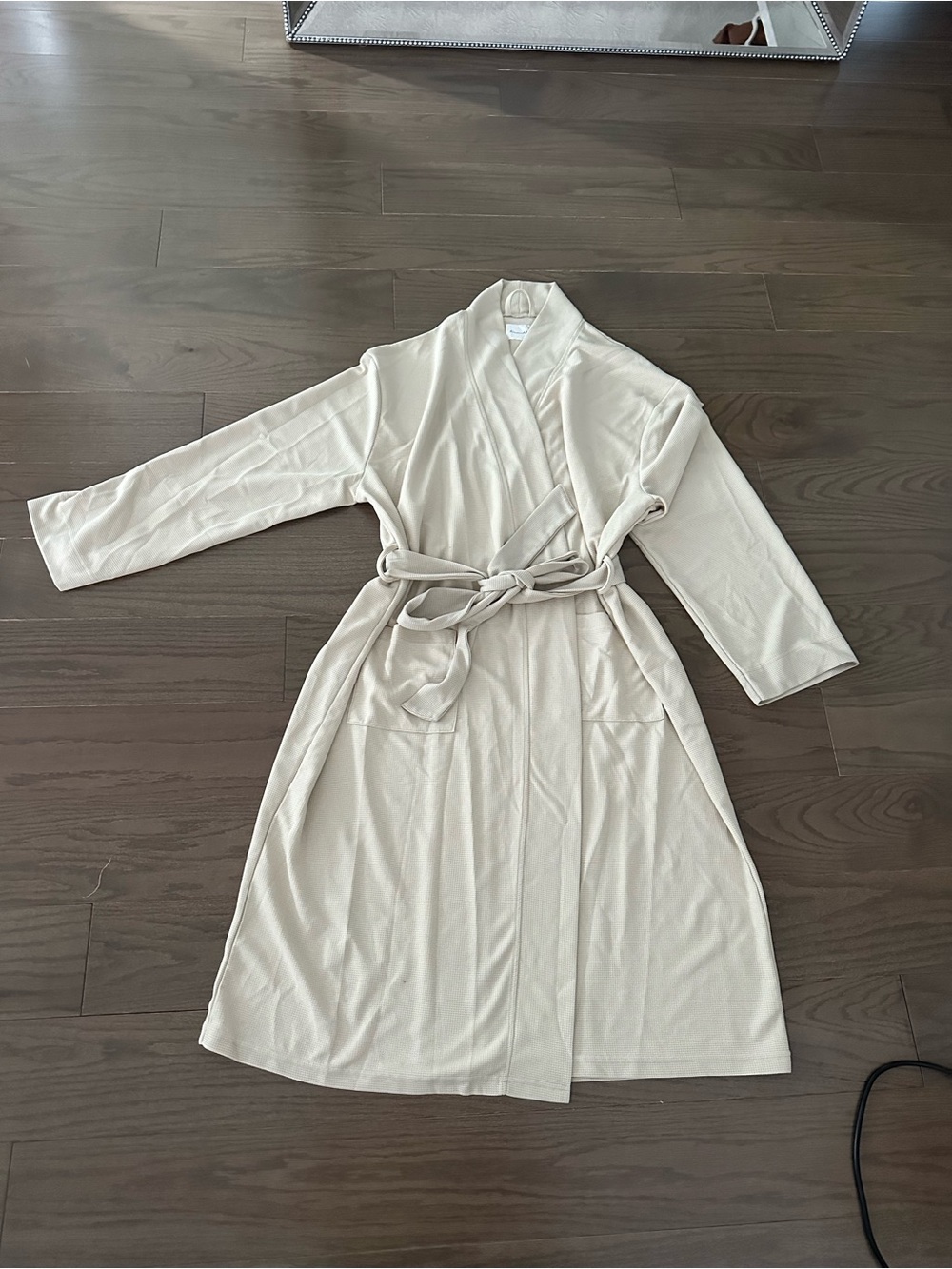 Women's Cream Wrap Robe with Tie Belt